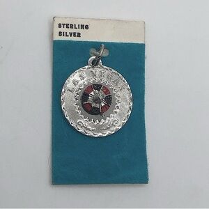Vtg Sterling & Enamel Las Vegas Spinning Roulette Gambling Pendant / Charm 1”